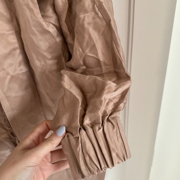 Lunya Washable Silk Robe XS/S Otium Tan Self Tie Belt Hypoallergenic Sleepwear - Picture 7 of 9